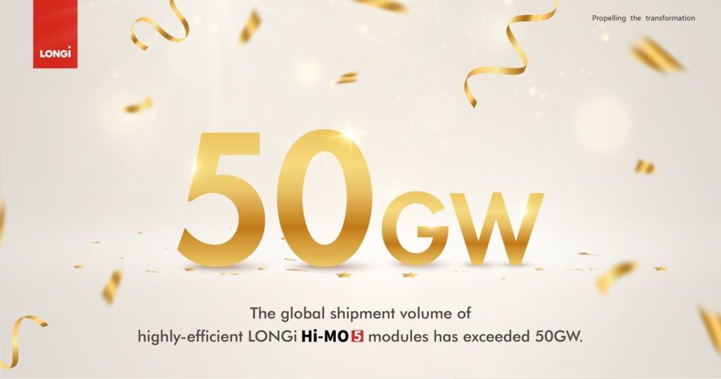 LONGi Hi-MO 5 global shipments cross 50 GW milestone--Solarbe Global