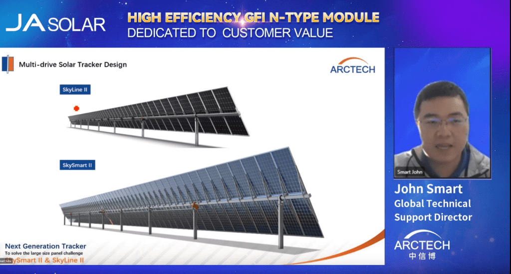 John Smart, Global Technical Support Director at Arctech Solar speaking at JA Solar's webinar on High Efficiency GFI n-type Module Dedicated to Customer Value